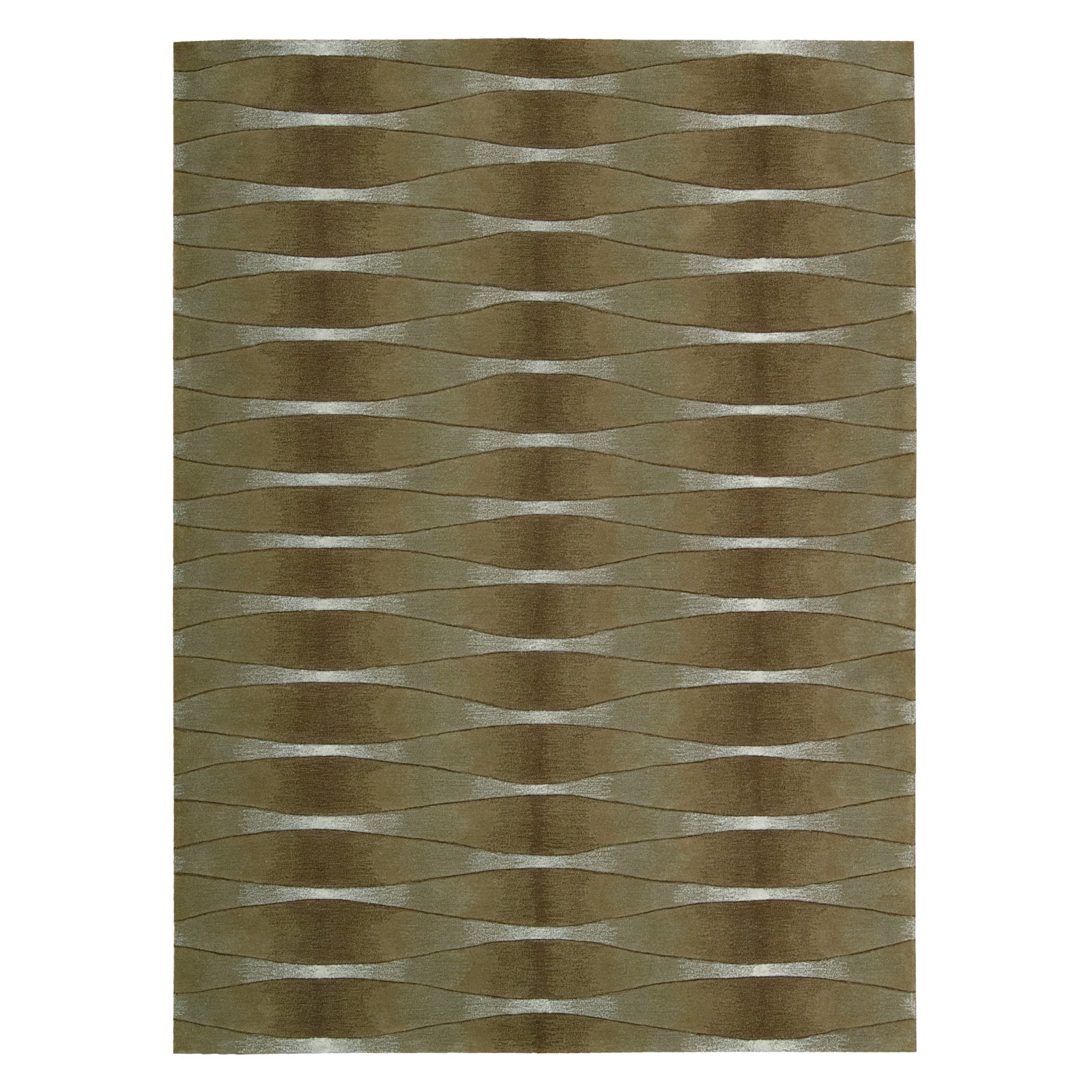Khaki and Beige Hand-Tufted Area Rug 5'6" x 7'5"