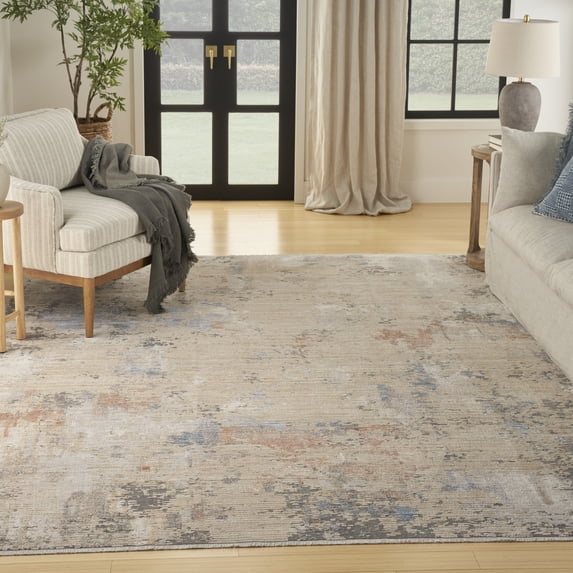 Nourison Modern Abstract Abstract Beige Grey 8'6" x 11'4" Area Rug (9x11)