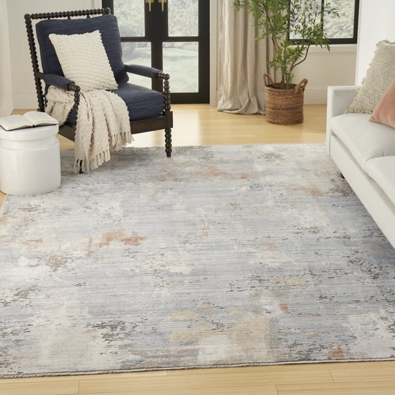 Nourison Modern Abstract Abstract Grey Blue 7'10" x 10' Area Rug (8x10)