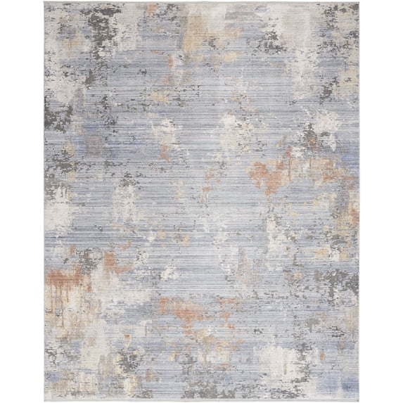 Nourison Modern Abstract Indoor Rug Grey Blue 8'6" x 11'4"