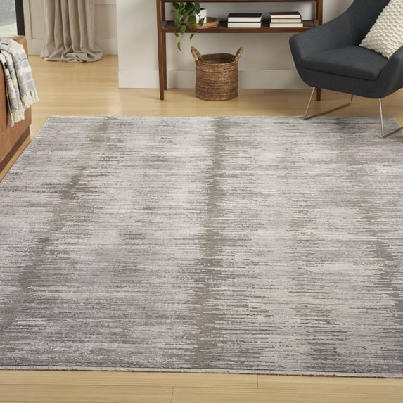 Nourison Modern Abstract Abstract Grey White 5'3" x 7'6" Area Rug (5x8)