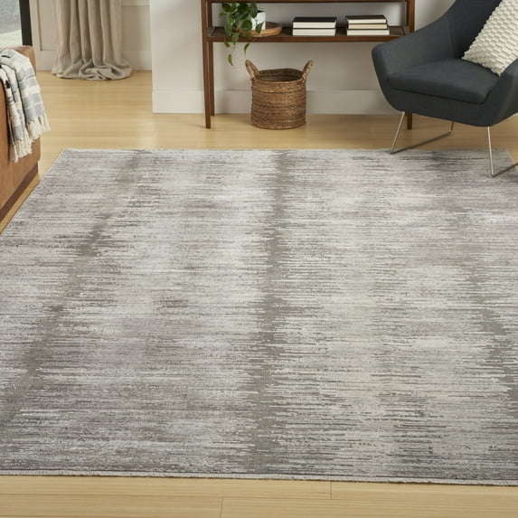 Nourison Modern Abstract Abstract Grey White 7'10" x 10' Area Rug (8x10)