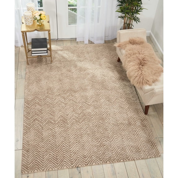 Nourison Modern Deco Chevron Modern Taupe 8' x 10'6" Area Rug, (8' x 11')