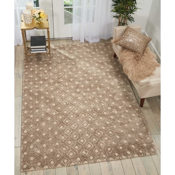 Nourison Modern Deco Geometric Modern Taupe 5'3" x 7'4" Area Rug, (5' x 7')