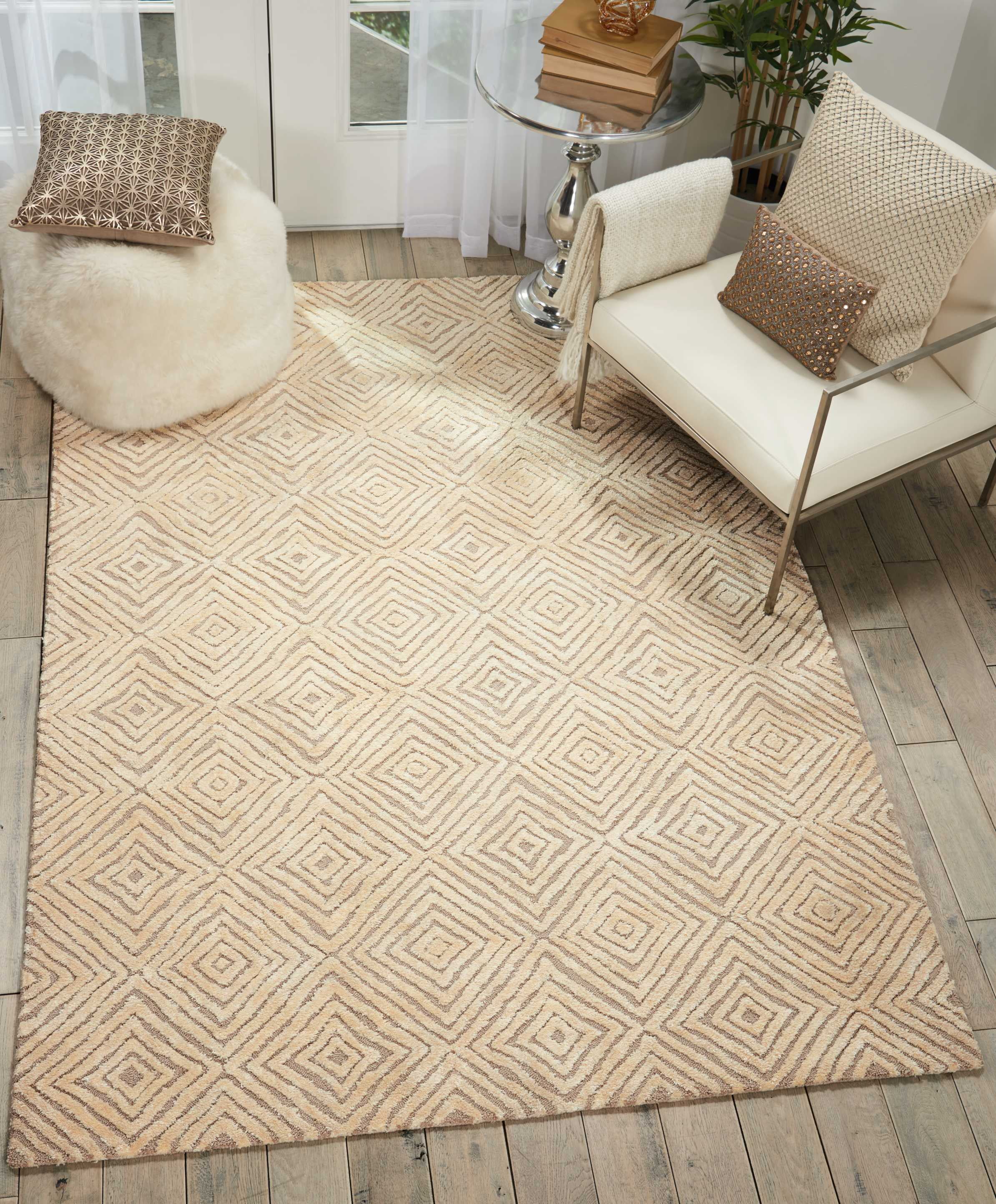Nourison Modern Deco Modern Geometric Taupe/Ivory 8' x 10'6" Area Rug, (8' x 11')
