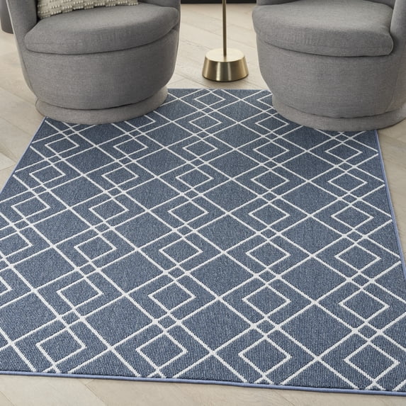 Nourison Modern Lines 5' x 7' Denim Modern Indoor Rug