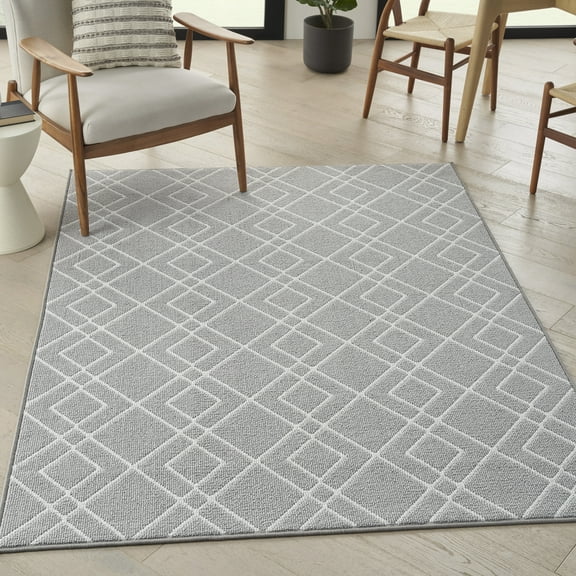 Nourison Modern Lines 5' x 7' Silver Modern Indoor Rug