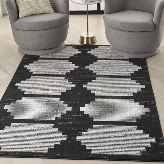 Nourison Modern Passion 5'3" x 7'3" Blk/Grey Mid-Century Modern Indoor Rug