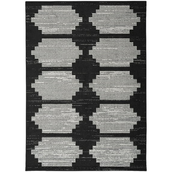 Nourison Modern Passion 6' x 9' Blk/Grey Mid-Century Modern Indoor Rug