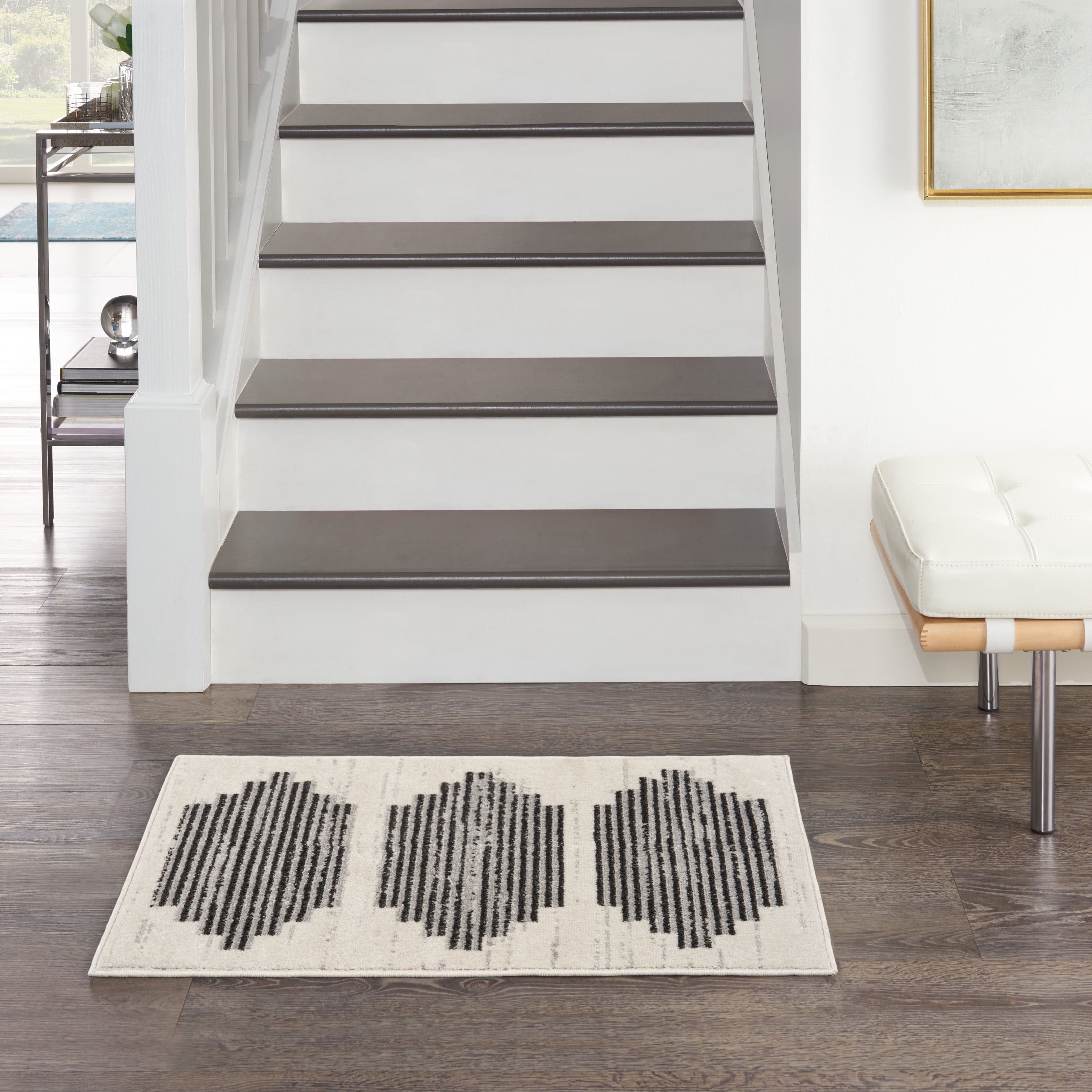 Nourison Modern Passion Geometric Ivory/Grey 2' x 3' Area Rug, (2x3 ...