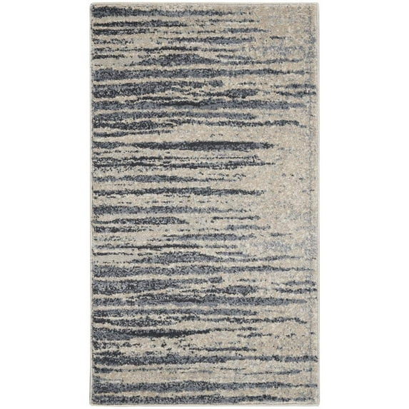 Nourison Home Moroccan Celebration Abstract Stripe Area Rug Blue/Beige 2'2" x 3'9"