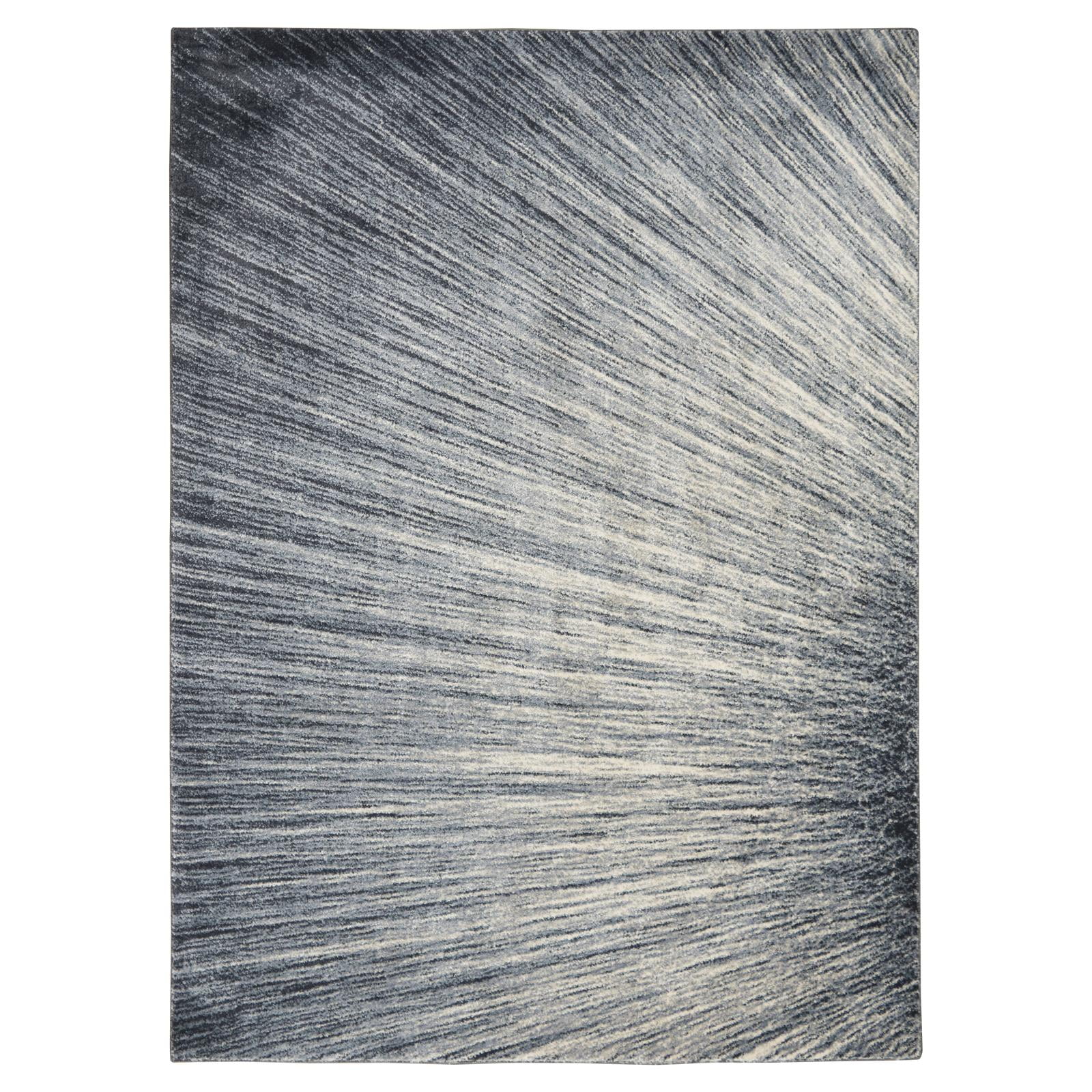 Gray and Blue Abstract Rectangular Synthetic Area Rug