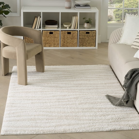 Nourison Modern Shag 3'11" x 5'11" Ivory Beige Modern Indoor Rug