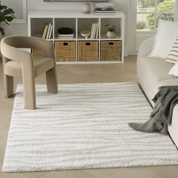 Nourison Modern Shag 3'11" x 5'11" Ivory Grey Modern Indoor Rug