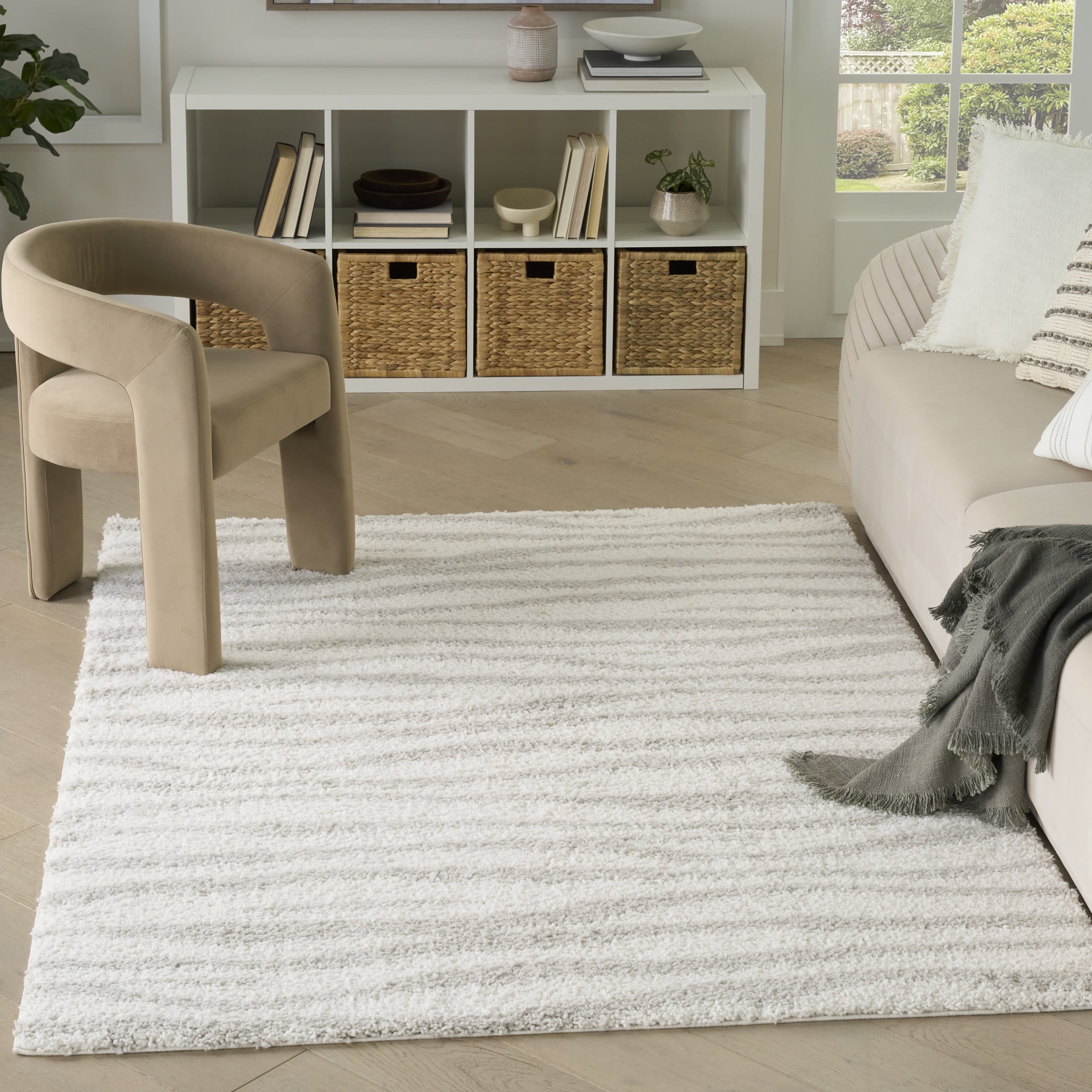 Nourison Modern Shag 5'3" x 7' Ivory Grey Modern Indoor Rug