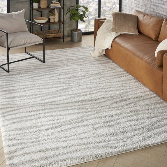 Nourison Modern Shag 7'10" x 9'10" Ivory Grey Modern Indoor Rug