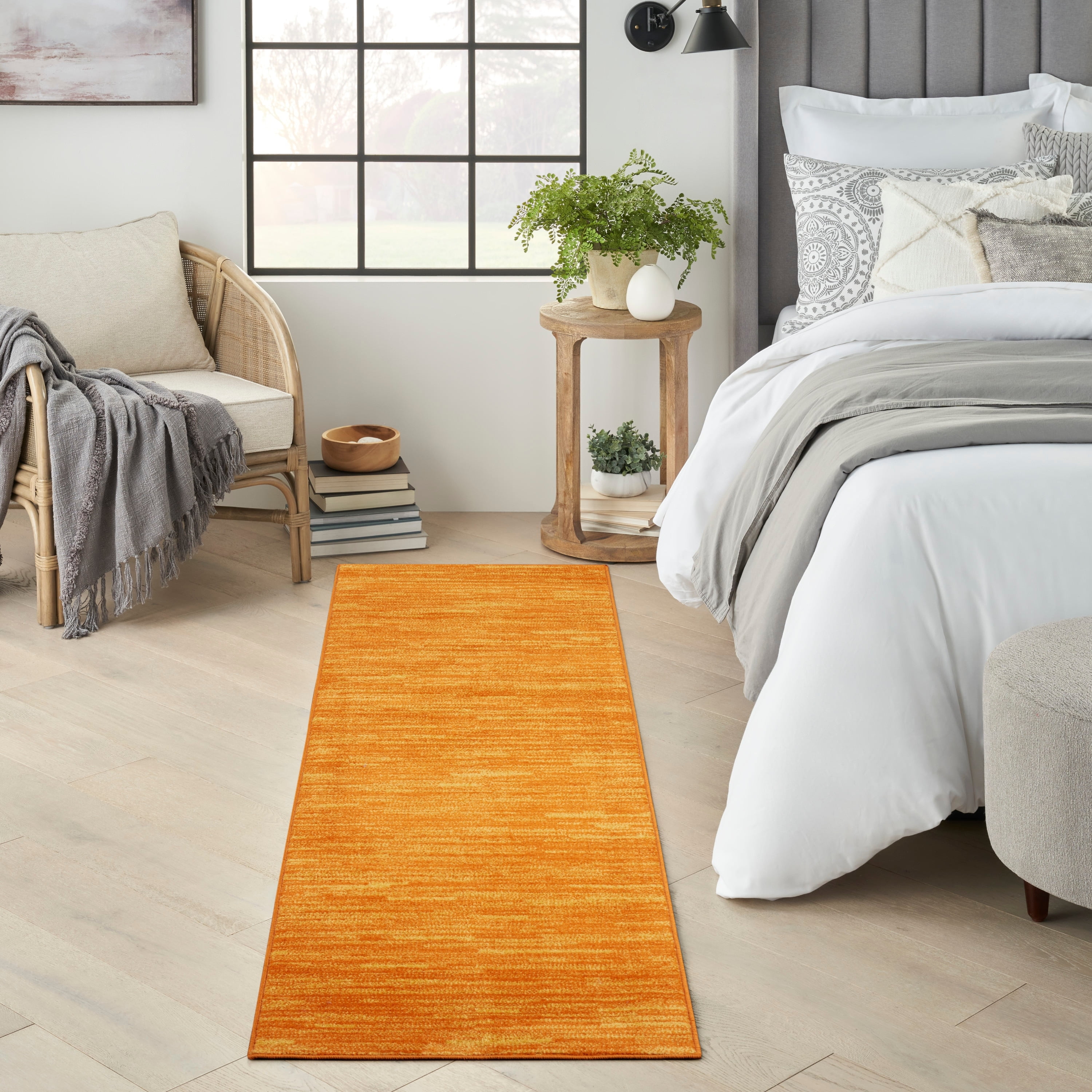 Nourison Modern Solid Indoor/Outdoor Area Rug 6' Runner - Sunburst ...