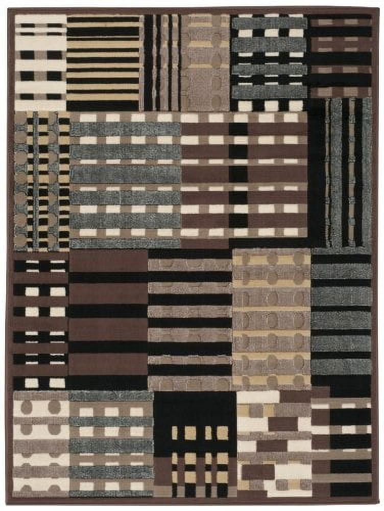 Gray and Brown Geometric Low Pile Area Rug