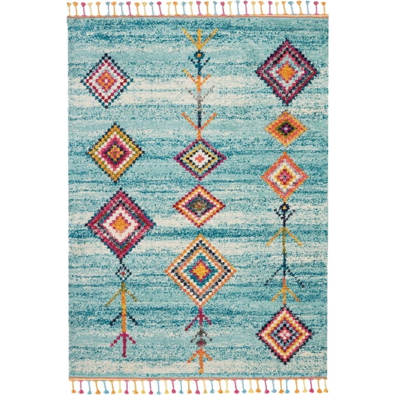 Nourison Moroccan Casbah 6'7" x 9'6" (7' x 10') Aqua Area Rug Bohemian Transitional by Nourison