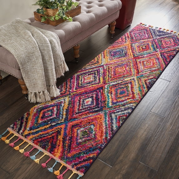 Nourison Moroccan Casbah 2'3" x 8' (8' Runner) Red/Multicolor Area Rug Tribal Transitional Tiled by Nourison