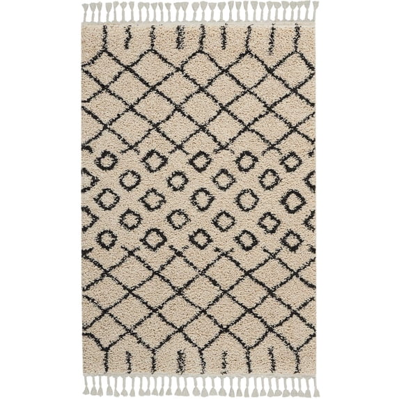 Nourison Marrakesh Shag MRK01 Cream Area Rug 3'11" x 6'7"