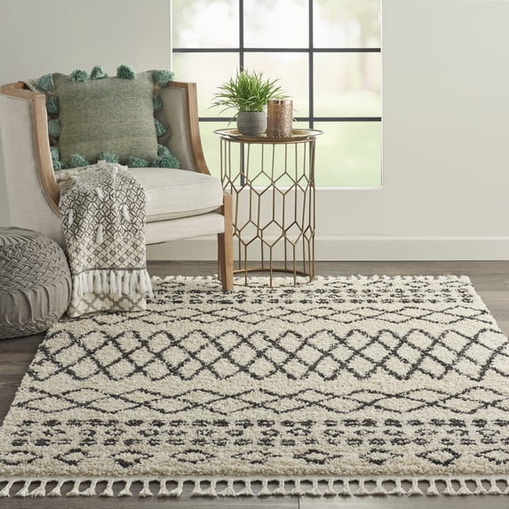 Nourison Moroccan Shag Area Rug, Cream, 5'3" x 7'11"