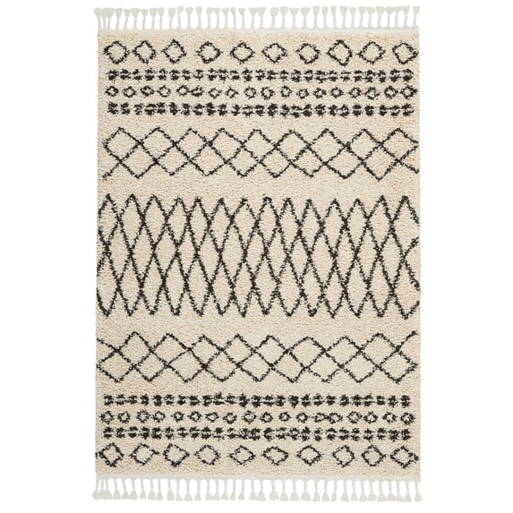 Nourison Marrakesh Shag MRK02 Cream Area Rug 5'3" x 7'11"