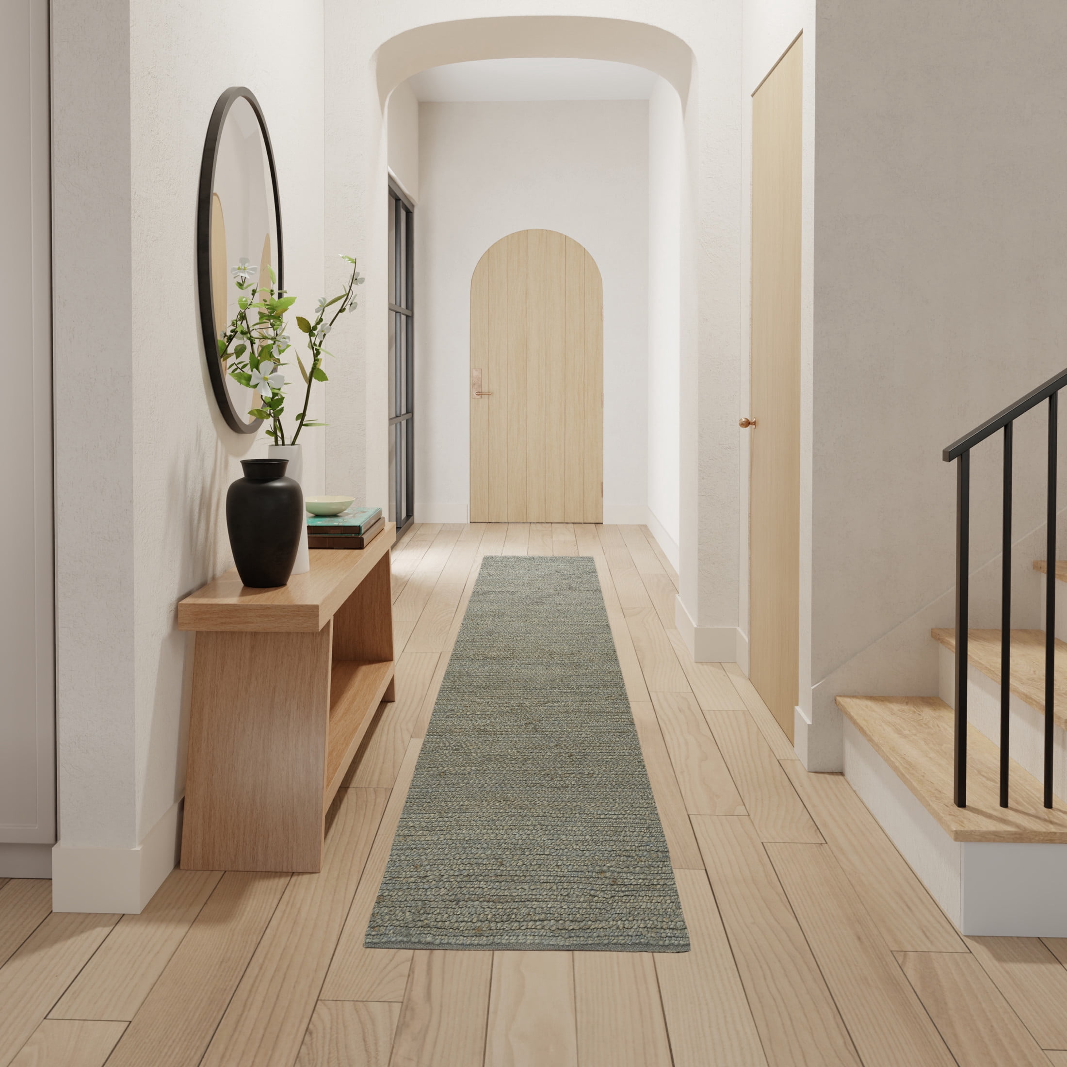 Nourison Natural Jute 2'3" x 8' Sage Farmhouse Indoor Rug