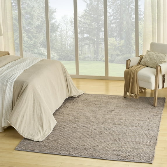 Nourison Natural Jute 4' x 6' Grey Farmhouse Indoor Rug