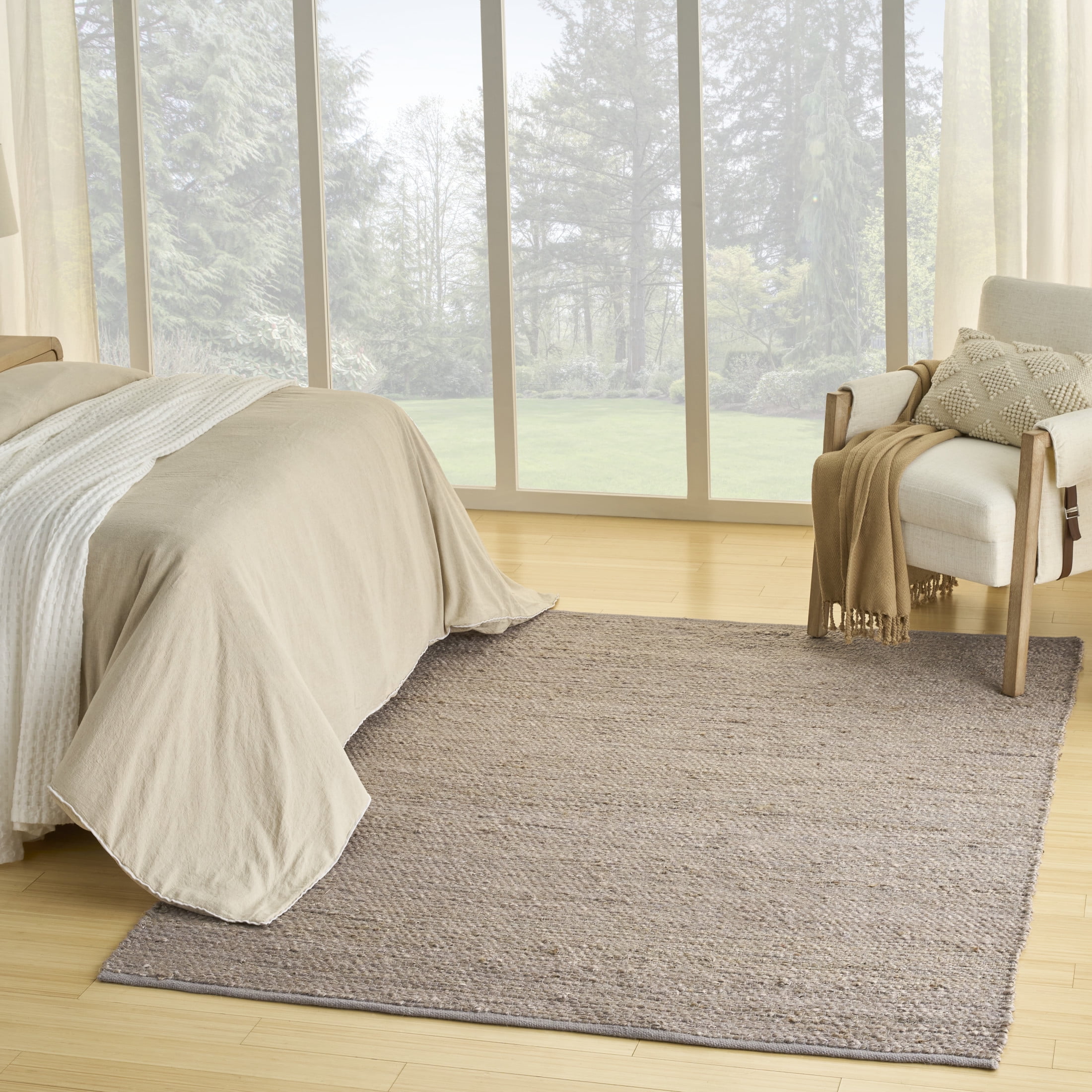 Handmade Gray and Natural Jute 5' x 7' Reversible Rug