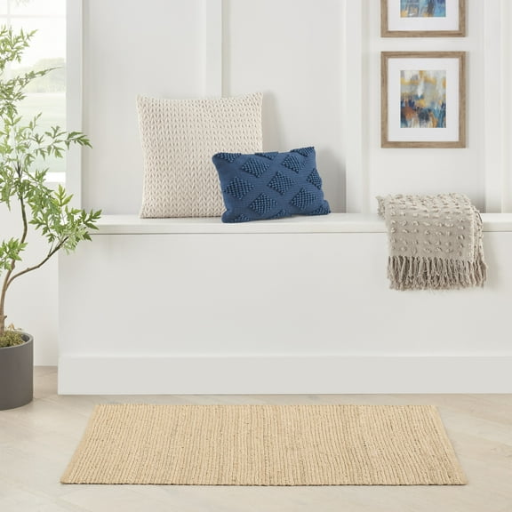 Nourison Natural Jute Solid Bleached 3' x 5' Area Rug (3x5)