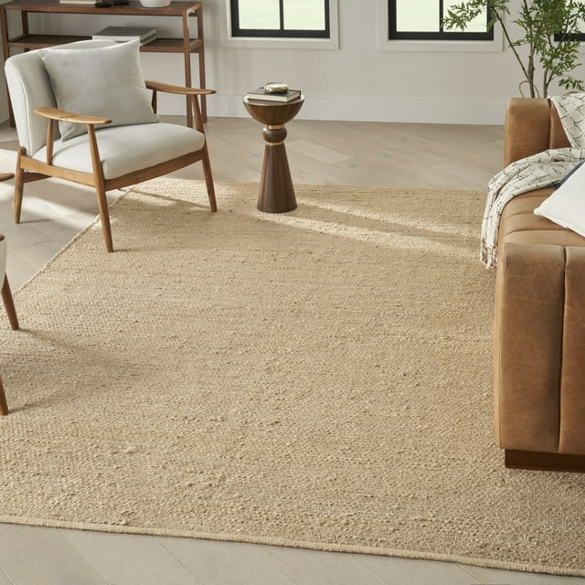 Nourison Natural Jute Solid Bleached 8' x 10' Area Rug (8x10)