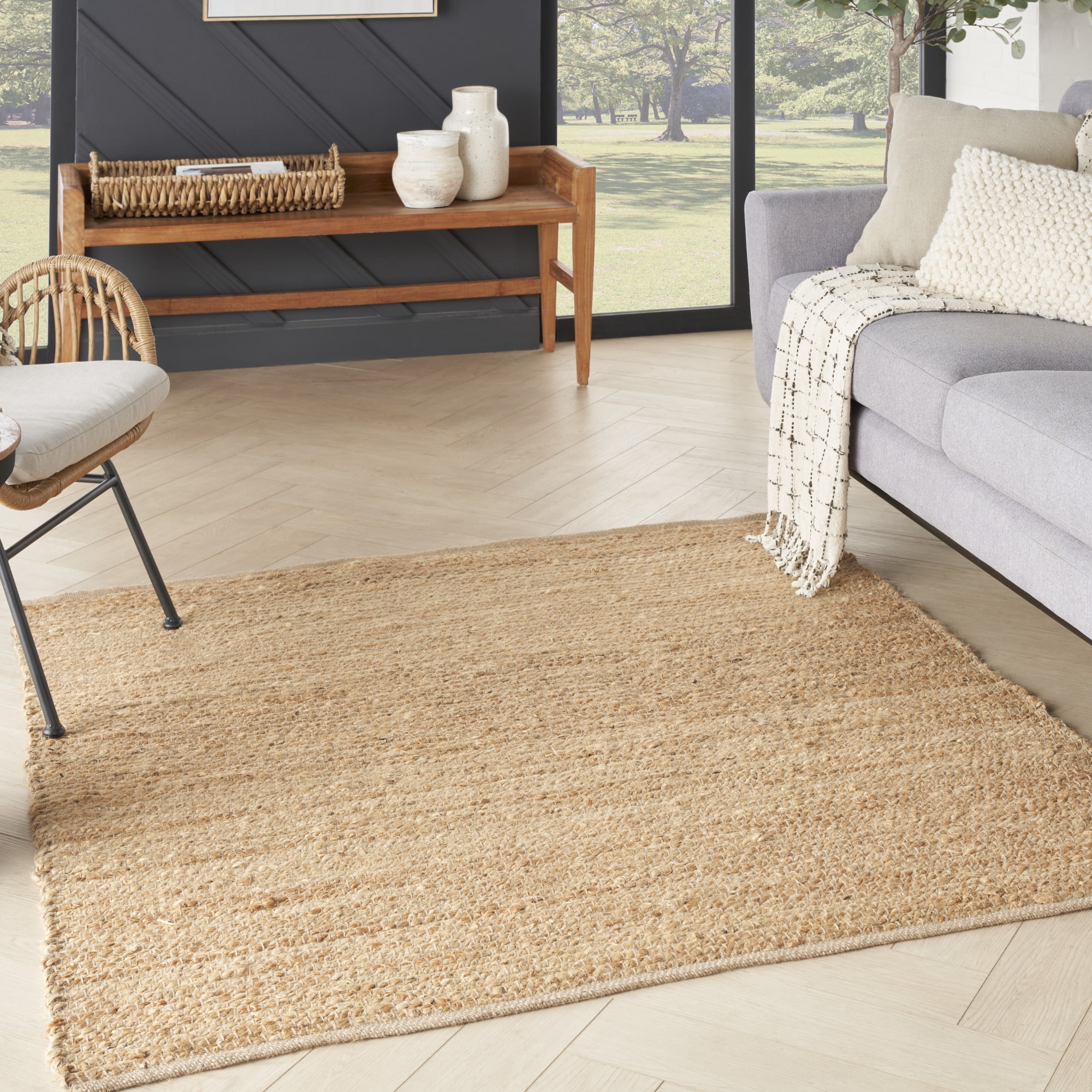Natural Jute Square 5' x 5' Flatwoven Handmade Rug