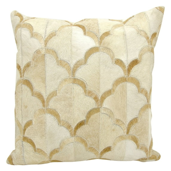 Nourison Natural Leather Hide Cloud Natural Hide Beige Throw Pillow