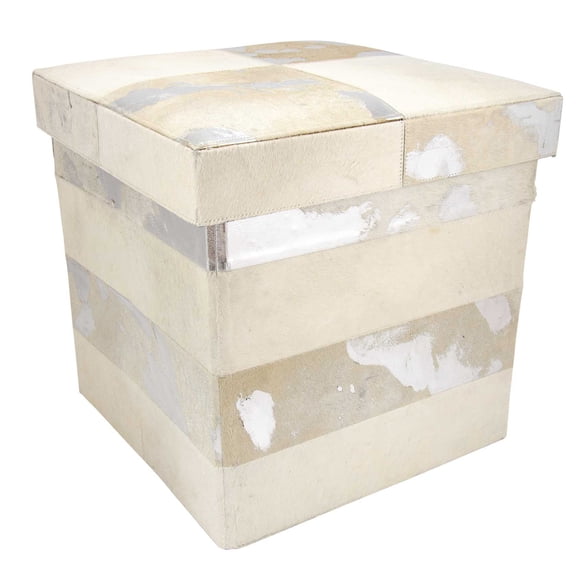 Nourison Natural Leather Hide Mix Stripes White Cube