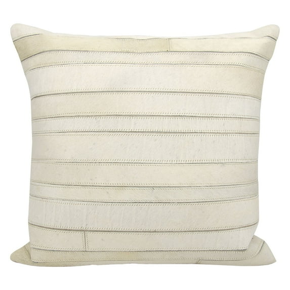 Nourison Natural Leather Hide Stripes Ivory Throw Pillow