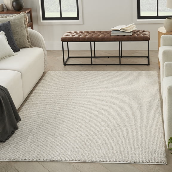 Nourison Natural Texture All-over design Ivory Beige 5'3" x 7' Area Rug (5x7)