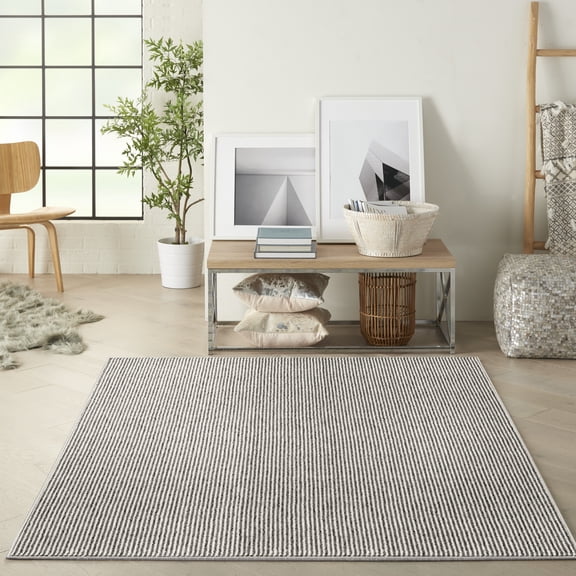Nourison Natural Texture All-over design Ivory Grey 3'11" x 5'11" Area Rug (4x6)