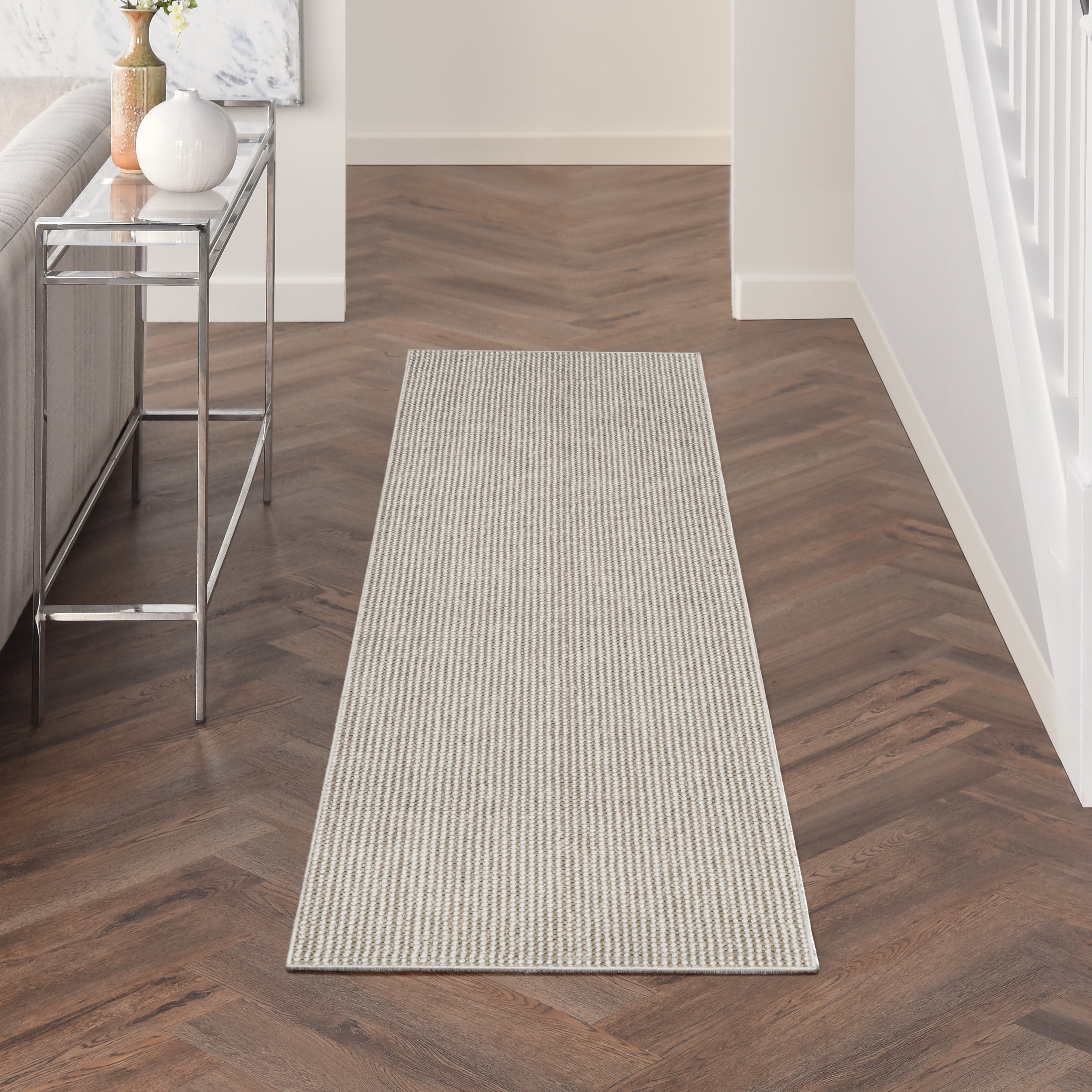 Nourison Natural Texture All-over design Ivory Mocha 2'3" x 7'6" Area Rug (2x8)