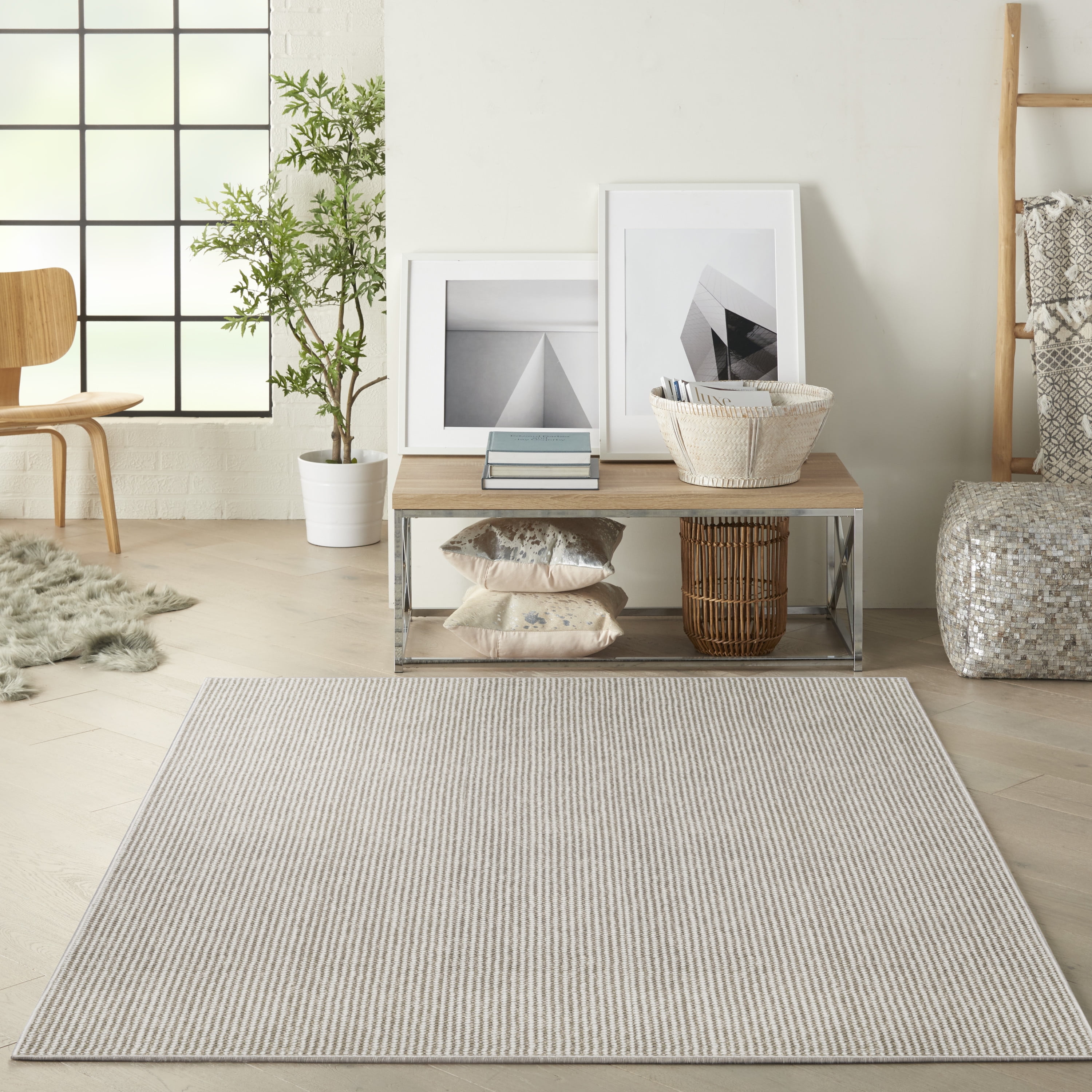 Nourison Natural Texture All-over design Ivory Mocha 3'11" x 5'11" Area Rug (4x6)