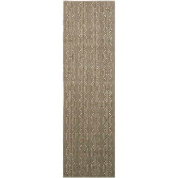 Nourison  Nepal Area Rug Beige 2'3" x 8' Runner Latex Free Wool,Synthetic,Viscose Abstract 8' Runner Indoor,Runner Living Room,Bedroom
