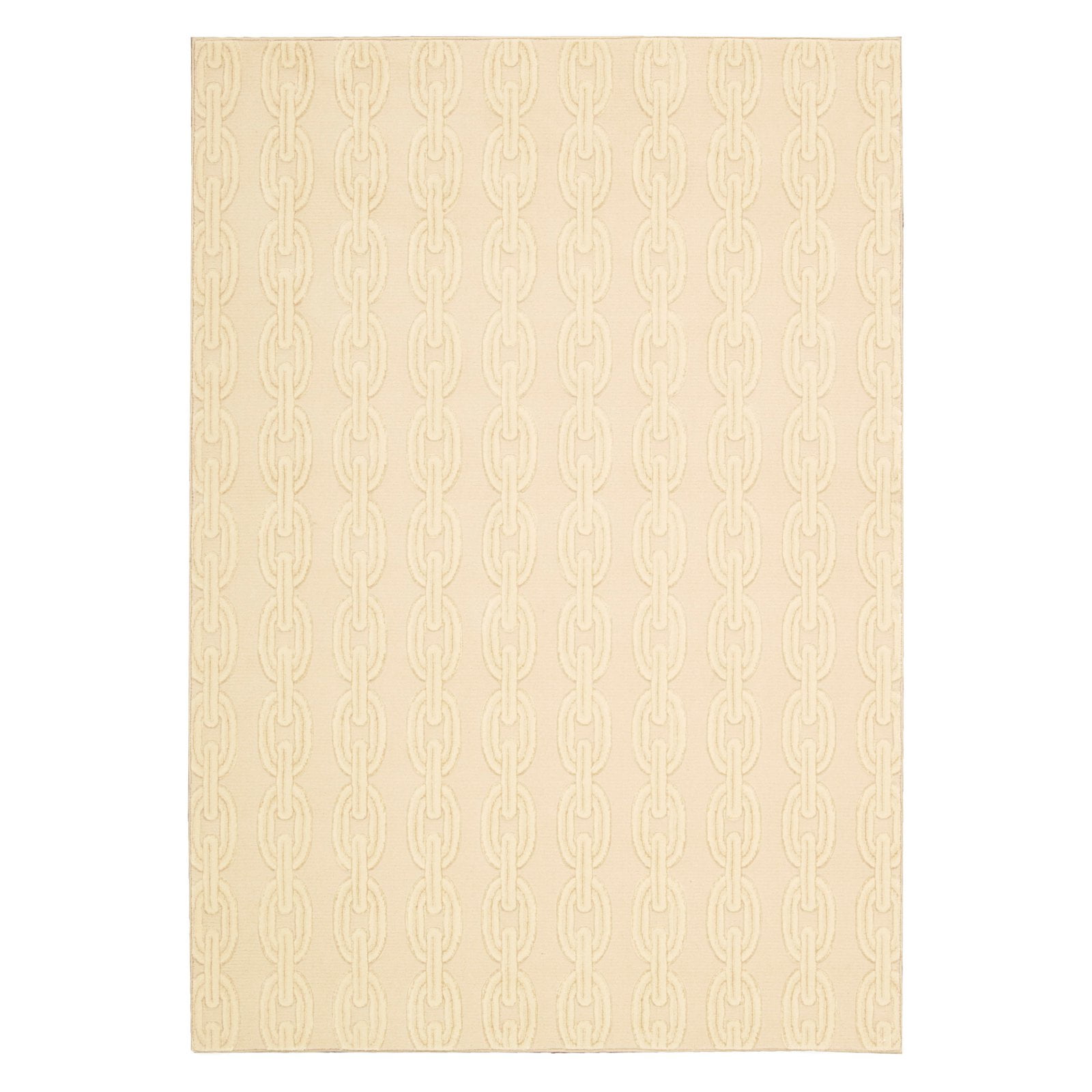 Ivory Wool and Viscose Traditional Runner Rug, 3' x 5'