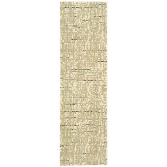 Nourison Nepal NEP11 Area Rug Beige 2'3" x 8' Runner Latex Free Wool,Silk 8' Runner Indoor,Runner Living Room Beige