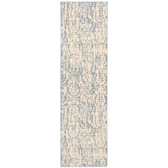 Nourison Nepal Ivory Blue Area Rug Ivory Blue 2'3" x 8' Runner