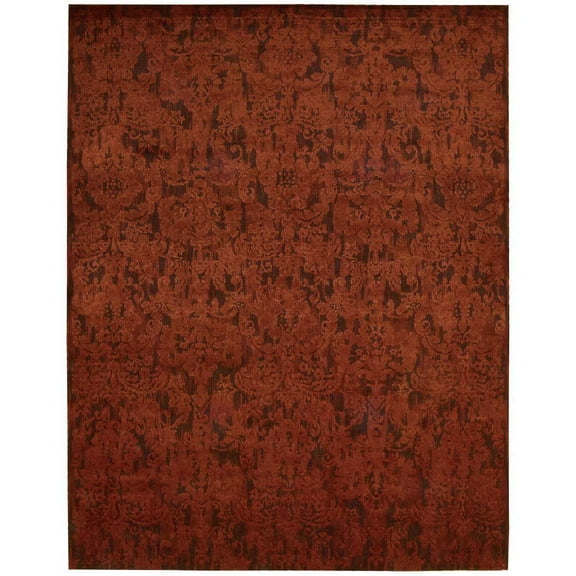 Nourison  Nightfall Area Rug Red 5'6" x 8' Latex Free Silk, Synthetic, Wool 6' x 9' Living Room, Bedroom, Dining Room Ivory Transitional