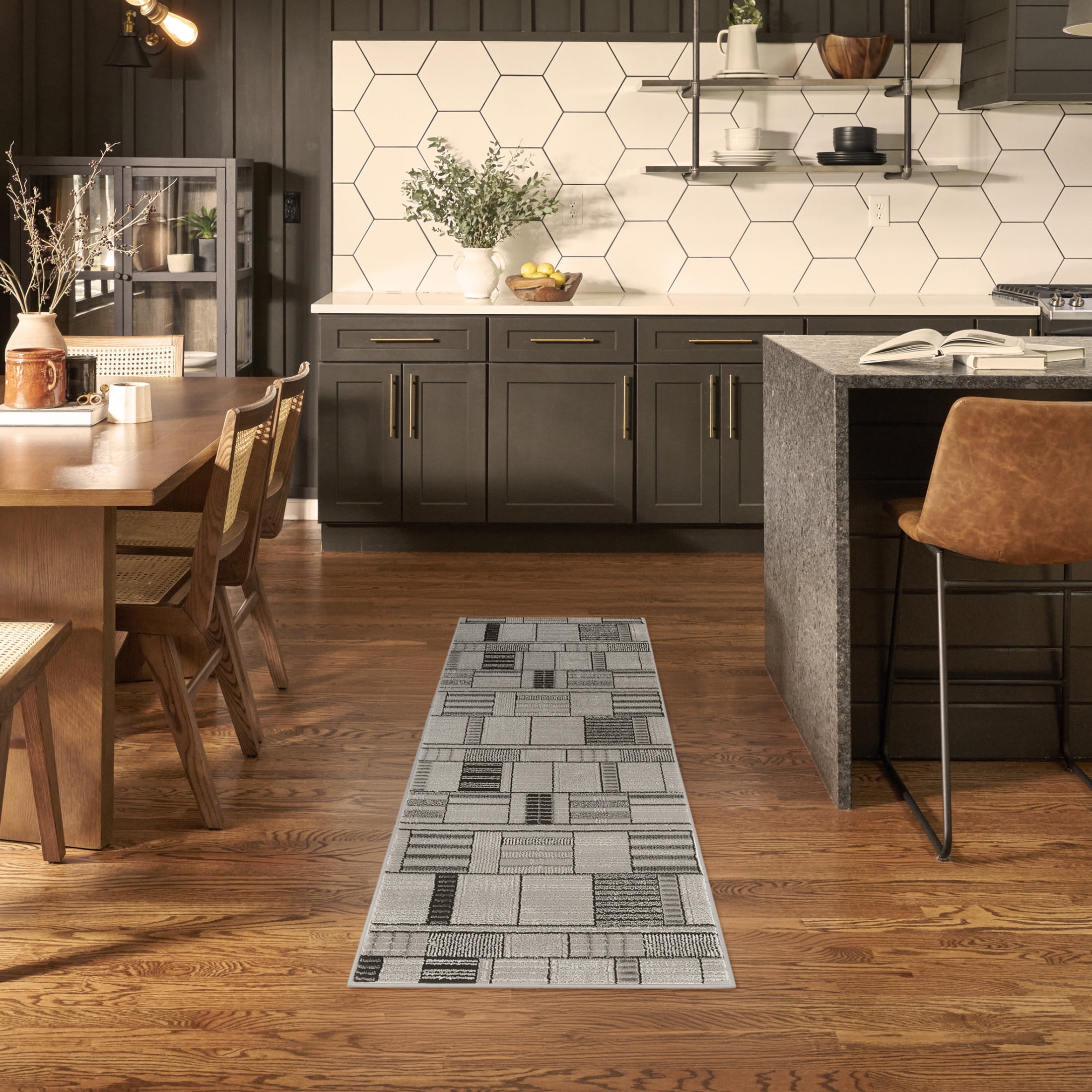 Nourison Nordic 2' x 6' Black Grey Modern Indoor Rug