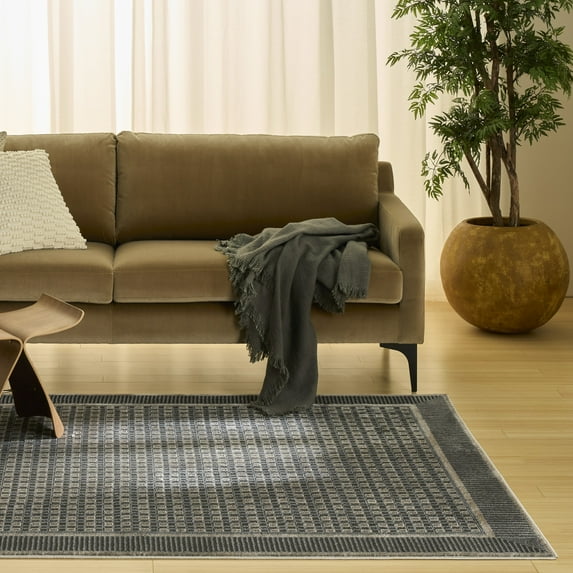 Nourison Nordic 4' x 6' Black Taupe Modern Indoor Rug