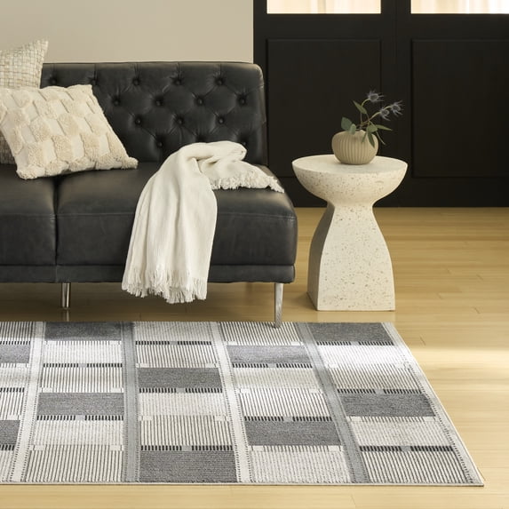 Nourison Nordic 5' x 7' Grey Black Modern Indoor Rug