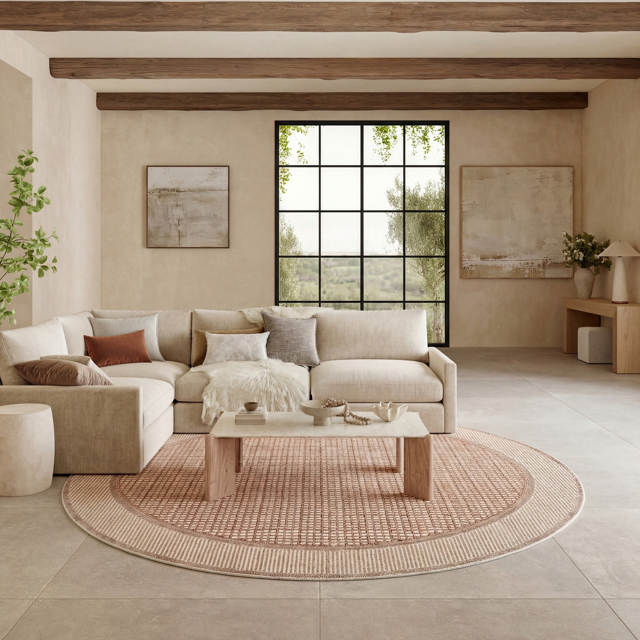 Nourison Nordic 8' x Round Brick Ivory Modern Indoor Rug