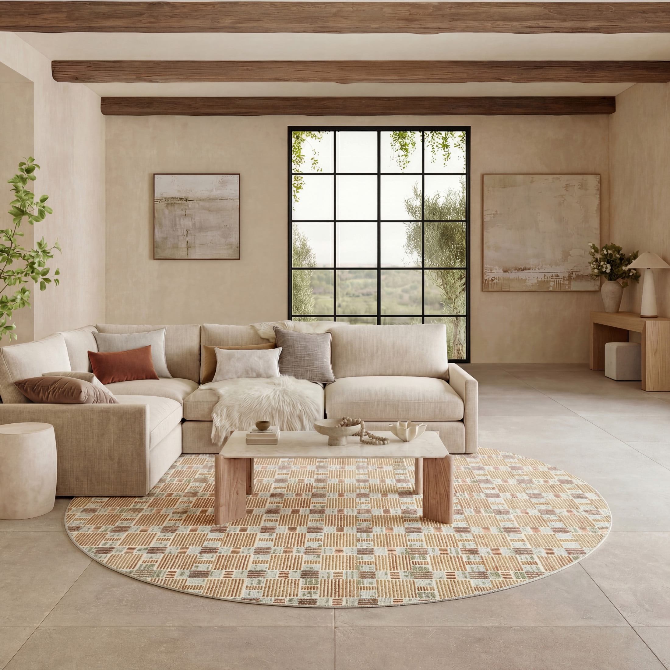 Nourison Nordic 8' x Round Rust Multicolor Modern Indoor Rug